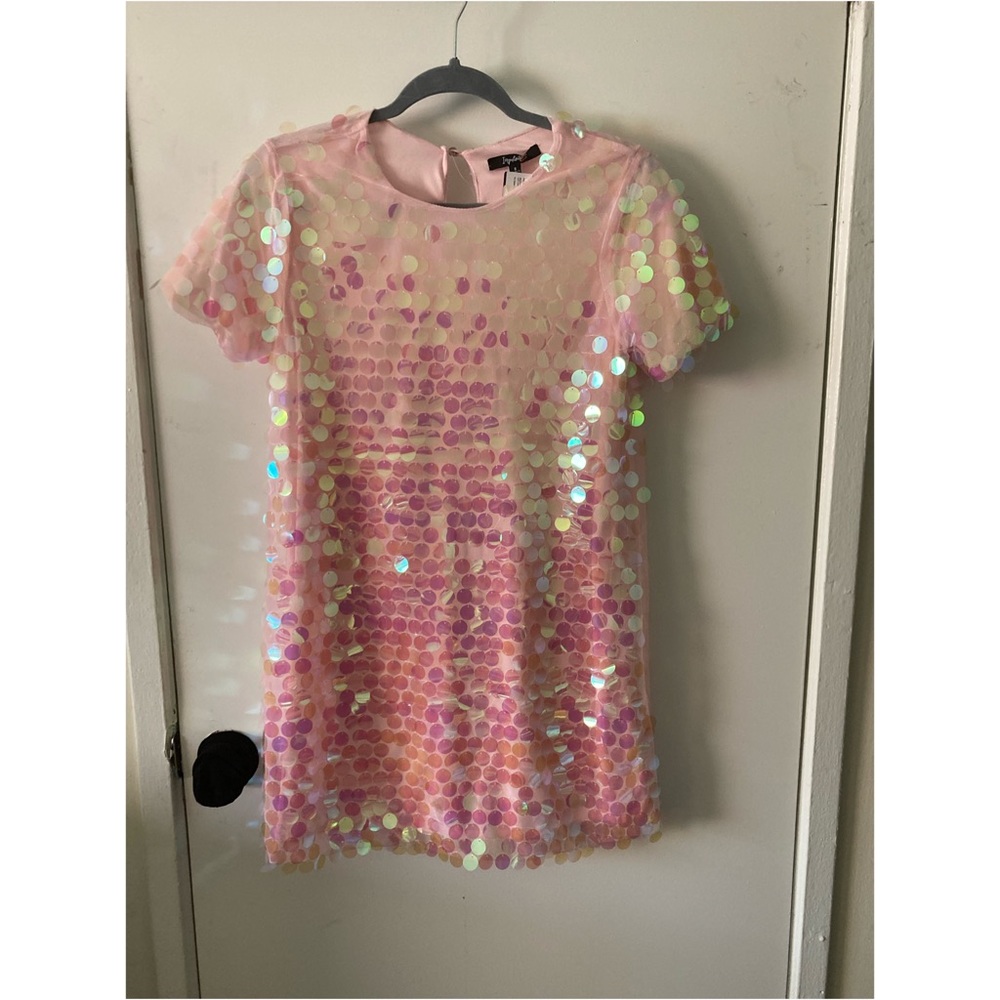 Light pink shimmer mini dress, size small.